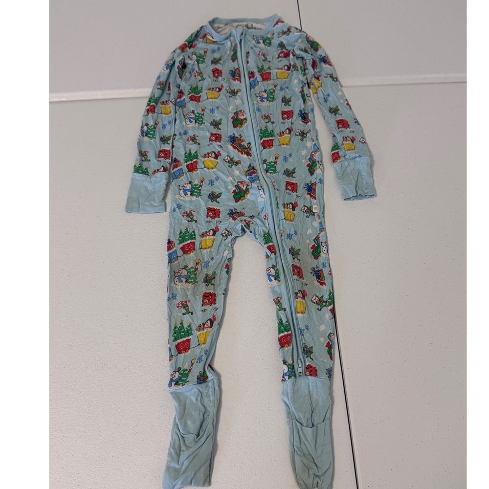Soulbaby Bamboo Viscose Holiday‎ Christmas Footie Pajamas Blue 3T L3